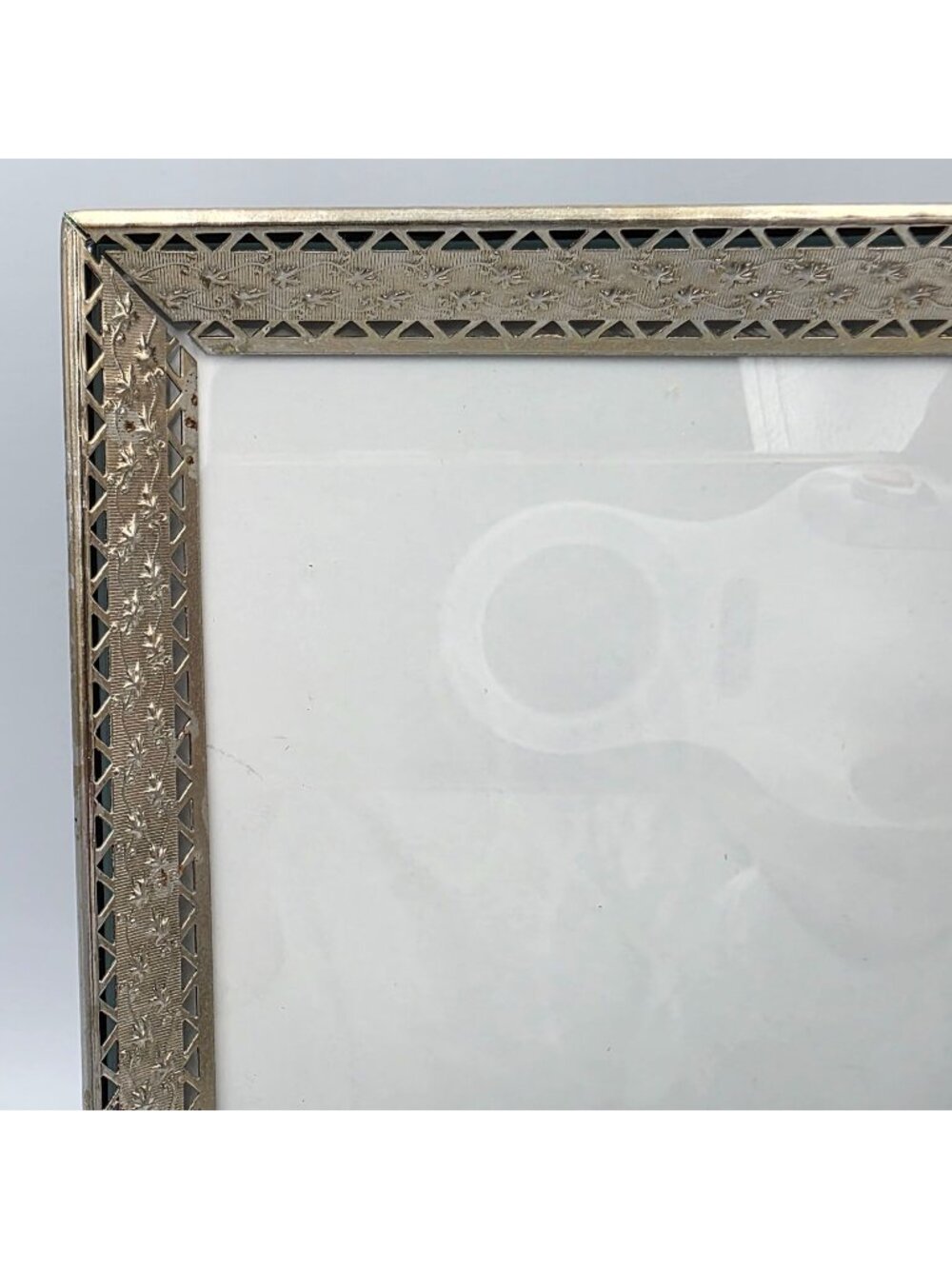 Vintage Silver-Tone Metal Picture Frame Floral Embossed Design Filigree 8" X 10"